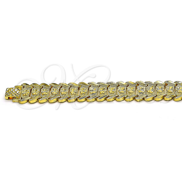 Gold Filled Bracelet — Solid Bracelet Flower Design Diamond Cutting 03. 17 — main product view — SKU 152939 | Oro Laminado brazalete — Solid Bracelet flor diseño Diamond Cutting 03. 17 — SKU 152939