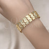 Oro Laminado Solid Bracelet, Gold Filled Style Heart Design, Polished, Golden Finish, 03.100.0074.08 (16 MM Thickness, 8 Inches Length)