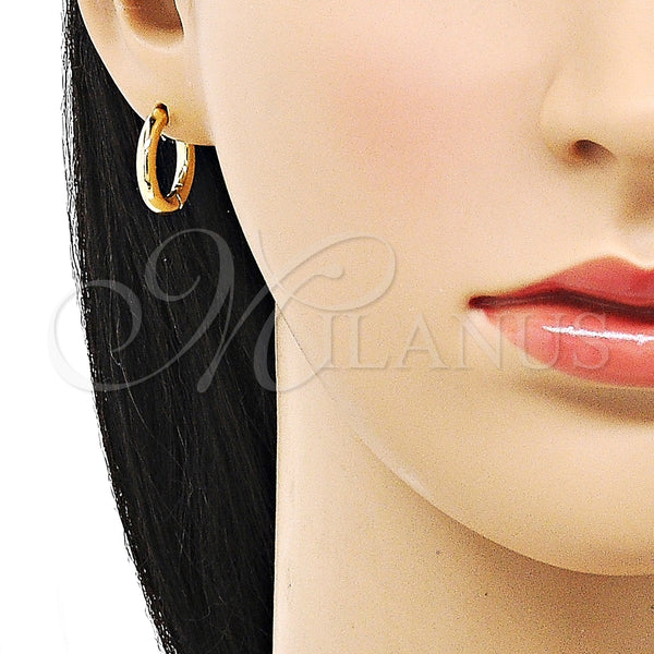 Gold Filled Hoop Earrings — Huggie Hoop Polished 02. — alternate product view — SKU 152951 | Oro Laminado aretes de aro — Huggie Hoop pulido 02. — SKU 152951