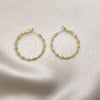 Oro Laminado Medium Hoop, Gold Filled Style Bamboo Design, Diamond Cutting Finish, Golden Finish, 02.213.0525.30
