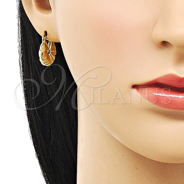 Gold Filled Hoop Earrings — Small Hoop Diamond Cutting 02. — alternate product view — SKU 152963 | Oro Laminado aretes de aro — Small Hoop Diamond Cutting 02. — SKU 152963