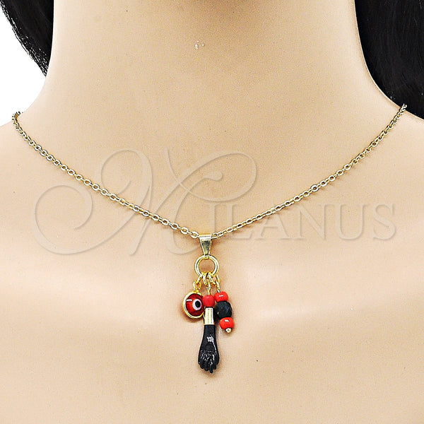 Gold Filled Pendant — Religious Pendant Figa Hand and Evil Eye Design — alternate product view — SKU 152966 | Oro Laminado dije — Religious Pendant Figa Hand and Evil Eye diseño — SKU 152966