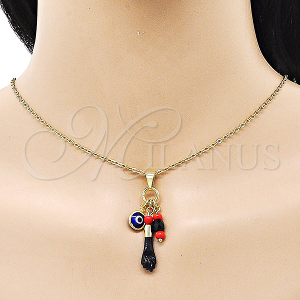 Gold Filled Pendant — Religious Pendant Figa Hand and Evil Eye Design — alternate product view — SKU 152967 | Oro Laminado dije — Religious Pendant Figa Hand and Evil Eye diseño — SKU 152967