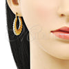 Oro Laminado Medium Hoop, Gold Filled Style Hollow Design, Diamond Cutting Finish, Golden Finish, 02.163.0194.30
