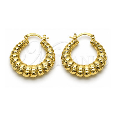 Oro Laminado Medium Hoop, Gold Filled Style Hollow Design, Diamond Cutting Finish, Golden Finish, 02.163.0194.30
