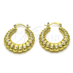 Gold Filled Hoop Earrings — Medium Hoop Hollow Design Diamond Cutting 02. — main product view — SKU 152971 | Oro Laminado aretes de aro — Medium Hoop Hollow diseño Diamond Cutting 02. — SKU 152971