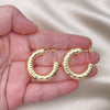 Oro Laminado Medium Hoop, Gold Filled Style Hollow Design, Diamond Cutting Finish, Golden Finish, 02.163.0195.30