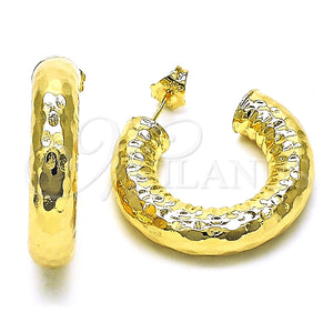Gold Filled Hoop Earrings — Medium Hoop Hollow Design Diamond Cutting 02. — main product view — SKU 152972 | Oro Laminado aretes de aro — Medium Hoop Hollow diseño Diamond Cutting 02. — SKU 152972