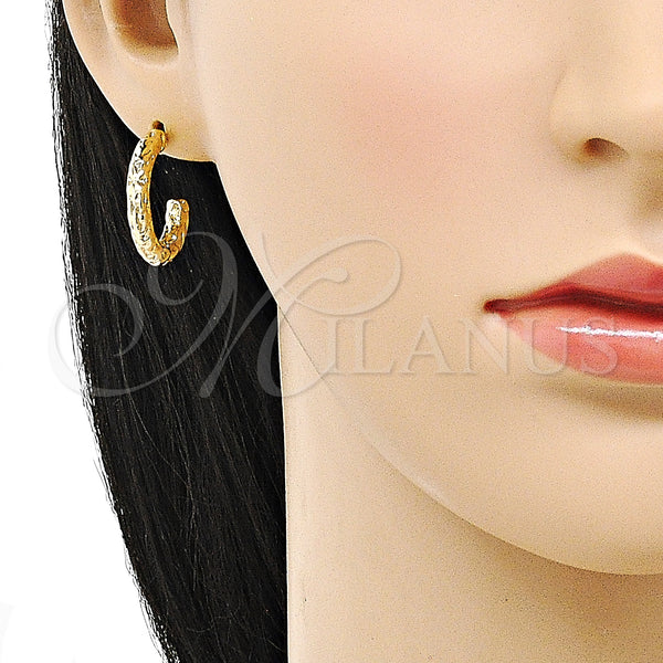 Gold Filled Hoop Earrings — Small Hoop Diamond Cutting 02. — alternate product view — SKU 152977 | Oro Laminado aretes de aro — Small Hoop Diamond Cutting 02. — SKU 152977