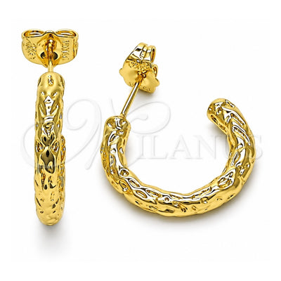 Oro Laminado Small Hoop, Gold Filled Style Diamond Cutting Finish, Golden Finish, 02.163.0200.20