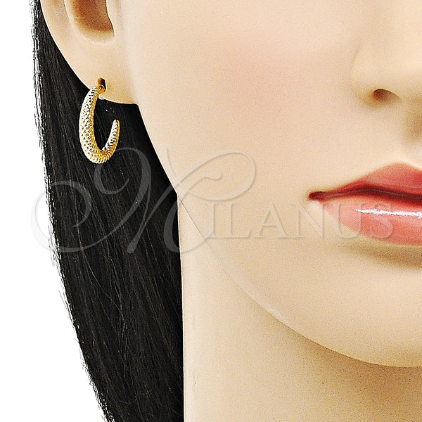 Gold Filled Hoop Earrings — Small Hoop Diamond Cutting 02. — alternate product view — SKU 152979 | Oro Laminado aretes de aro — Small Hoop Diamond Cutting 02. — SKU 152979