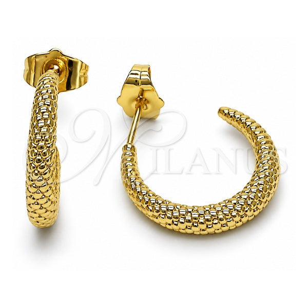 Oro Laminado Small Hoop, Gold Filled Style Diamond Cutting Finish, Golden Finish, 02.163.0202.20