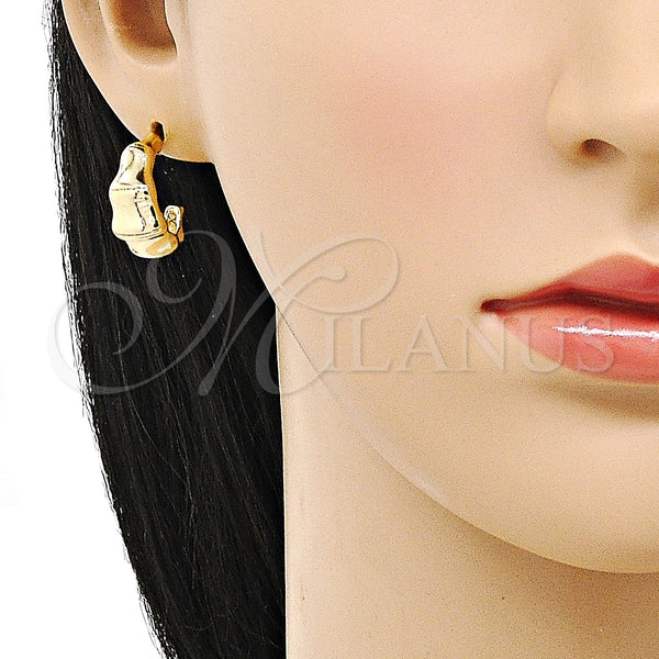 Gold Filled Hoop Earrings — Small Hoop Bamboo Design Polished 02. — alternate product view — SKU 152980 | Oro Laminado aretes de aro — Small Hoop Bamboo diseño pulido 02. — SKU 152980