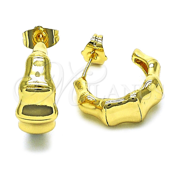 Oro Laminado Small Hoop, Gold Filled Style Bamboo Design, Polished, Golden Finish, 02.163.0203.20