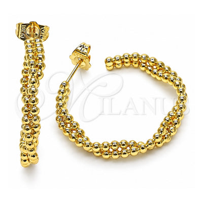 Oro Laminado Medium Hoop, Gold Filled Style Twist Design, Polished, Golden Finish, 02.163.0206.30