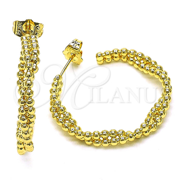 Gold Filled Hoop Earrings — Medium Hoop Twist Design Polished 02. — main product view — SKU 152983 | Oro Laminado aretes de aro — Medium Hoop Twist diseño pulido 02. — SKU 152983