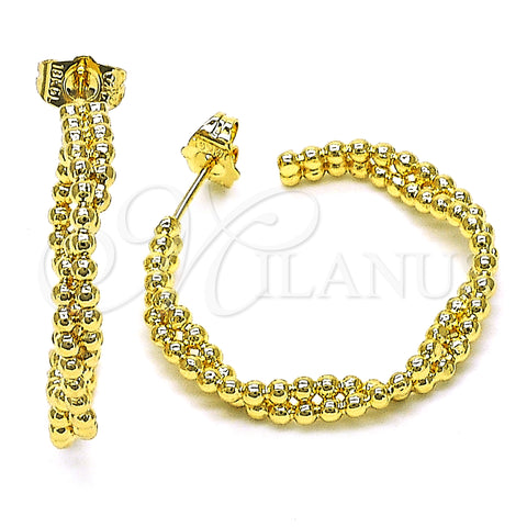 Oro Laminado Medium Hoop, Gold Filled Style Twist Design, Polished, Golden Finish, 02.163.0206.30