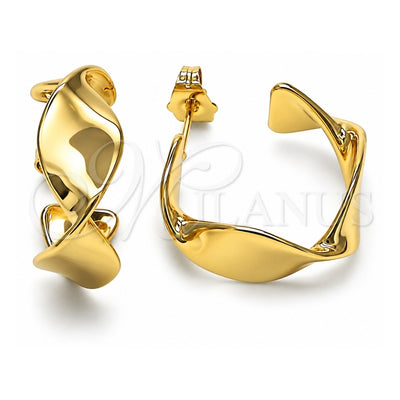 Oro Laminado Small Hoop, Gold Filled Style Twist Design, Polished, Golden Finish, 02.163.0209.20