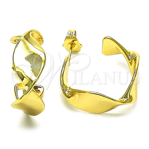 Oro Laminado Small Hoop, Gold Filled Style Twist Design, Polished, Golden Finish, 02.163.0209.20