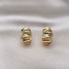 Oro Laminado Stud Earring, Gold Filled Style Diamond Cutting Finish, Golden Finish, 02.163.0211