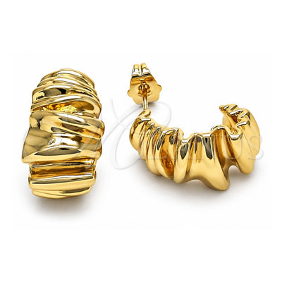 Oro Laminado Stud Earring, Gold Filled Style Diamond Cutting Finish, Golden Finish, 02.163.0211