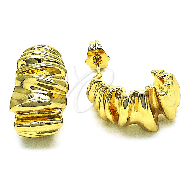 Oro Laminado Stud Earring, Gold Filled Style Diamond Cutting Finish, Golden Finish, 02.163.0211