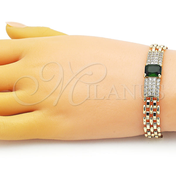 Gold Filled Bracelet — Fancy Bracelet Bismark Design with Green Cubic Zirconia — alternate product view — SKU 153000 | Oro Laminado brazalete — elegante Bracelet Bismark diseño with Green Cubic Zirconia — SKU 153000
