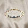 Oro Laminado Fancy Bracelet, Gold Filled Style Heart and Baguette Design, with Black Cubic Zirconia, Polished, Golden Finish, 03.283.0304.1.07 (05 MM Thickness, 7 Inches Length)