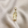 Oro Laminado Religious Pendant, Gold Filled Style San Judas Design, with White Micro Pave, Polished, Golden Finish, 05.411.0001