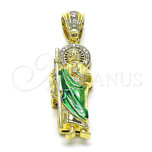 Gold Filled Pendant — Religious Pendant San Judas Design with White Micro — main product view — SKU 153010 | Oro Laminado dije — Religious Pendant San Judas diseño with blanco Micro — SKU 153010