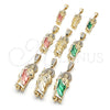 Oro Laminado Religious Pendant, Gold Filled Style San Judas Design, with White Micro Pave and White Cubic Zirconia, Polished, Golden Finish, 05.411.0003