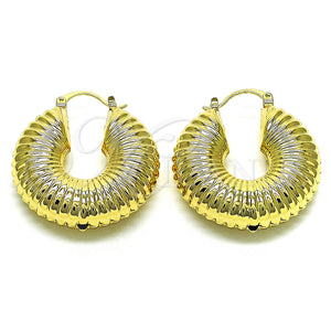 Gold Filled Hoop Earrings — Medium Hoop Hollow Design Polished 02. — main product view — SKU 153027 | Oro Laminado aretes de aro — Medium Hoop Hollow diseño pulido 02. — SKU 153027