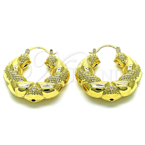 Gold Filled Hoop Earrings — Medium Hoop Hollow Design Polished 02. — main product view — SKU 153029 | Oro Laminado aretes de aro — Medium Hoop Hollow diseño pulido 02. — SKU 153029