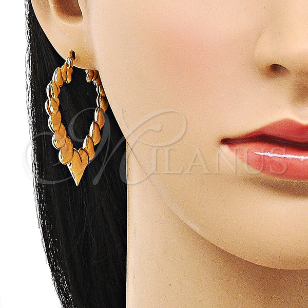 Gold Filled Hoop Earrings — Large Hoop Heart Design Polished 02. — alternate product view — SKU 153031 | Oro Laminado aretes de aro — Large Hoop corazón diseño pulido 02. — SKU 153031