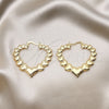 Oro Laminado Large Hoop, Gold Filled Style Heart Design, Polished, Golden Finish, 02.170.0430.50