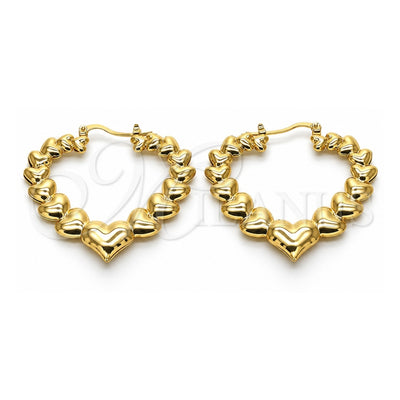 Oro Laminado Large Hoop, Gold Filled Style Heart Design, Polished, Golden Finish, 02.170.0430.50