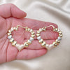 Oro Laminado Large Hoop, Gold Filled Style Heart Design, Polished, Tricolor, 02.170.0430.1.50