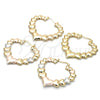 Oro Laminado Large Hoop, Gold Filled Style Heart Design, Polished, Tricolor, 02.170.0430.1.50