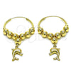 Oro Laminado Medium Hoop, Gold Filled Style Dolphin Design, Polished, Golden Finish, 02.170.0431.30
