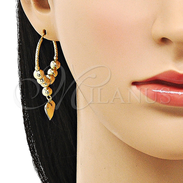Gold Filled Hoop Earrings — Medium Hoop Heart and Ball Design Polished 02. — alternate product view — SKU 153034 | Oro Laminado aretes de aro — Medium Hoop corazón and Ball diseño pulido 02. — SKU 153034