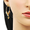 Oro Laminado Medium Hoop, Gold Filled Style Butterfly Design, Polished, Golden Finish, 02.170.0433.30