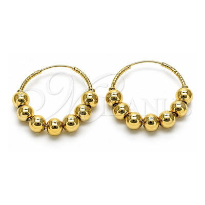 Oro Laminado Medium Hoop, Gold Filled Style Ball Design, Polished, Golden Finish, 02.170.0435.35