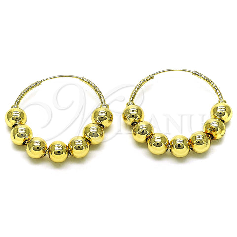 Oro Laminado Medium Hoop, Gold Filled Style Ball Design, Polished, Golden Finish, 02.170.0435.35