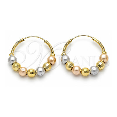 Oro Laminado Medium Hoop, Gold Filled Style Disco Design, Polished, Tricolor, 02.170.0436.30