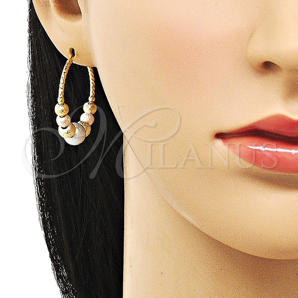 Gold Filled Hoop Earrings — Medium Hoop Matte Tricolor 02. — alternate product view — SKU 153039 | Oro Laminado aretes de aro — Medium Hoop Matte Tricolor 02. — SKU 153039