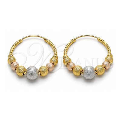 Oro Laminado Medium Hoop, Gold Filled Style Matte Finish, Tricolor, 02.170.0437.30