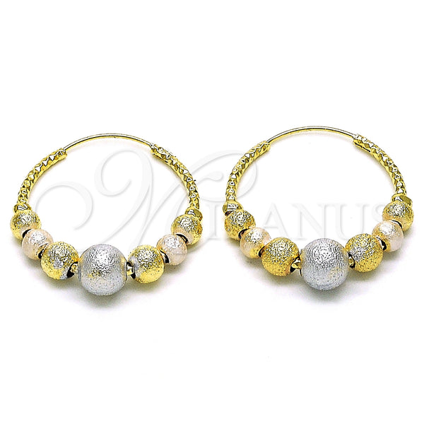 Gold Filled Hoop Earrings — Medium Hoop Matte Tricolor 02. — main product view — SKU 153039 | Oro Laminado aretes de aro — Medium Hoop Matte Tricolor 02. — SKU 153039