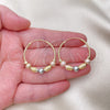 Oro Laminado Medium Hoop, Gold Filled Style Greek Key Design, Polished, Tricolor, 02.170.0438.30