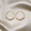Oro Laminado Medium Hoop, Gold Filled Style Greek Key Design, Polished, Tricolor, 02.170.0438.30
