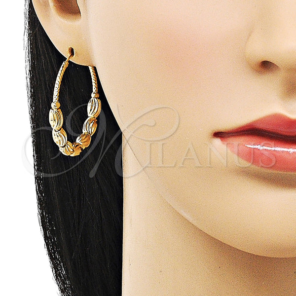 Gold Filled Hoop Earrings — Medium Hoop Diamond Cutting 02. — alternate product view — SKU 153041 | Oro Laminado aretes de aro — Medium Hoop Diamond Cutting 02. — SKU 153041